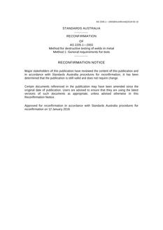 AS 2205.1: 04/15/2003 Method for destructive testing of welds in metal, Method 1: General requirements for tests