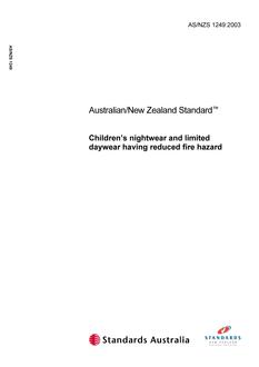 AS/NZS 1249: 12/29/2003 Children’s nightwear and limited daywear having reduced fire hazard
