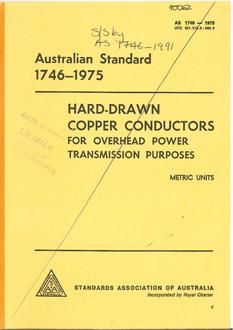 AS 1746: 01/01/1975 Hard-drawn copper conductors for overhead power transmission purposes