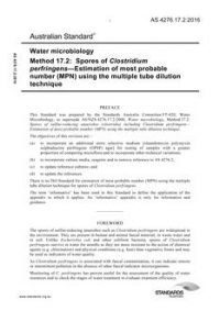 AS 4276.17.2: 04/12/2016 Water microbiology, Method 17.2: Spores of Clostridium perfringens – Estimation of most probable number (MPN) using the multiple tube dilution technique