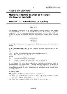 AS 2341.11: 01/01/1994 Methods of testing bitumen and related roadmaking products – Determination of ductility