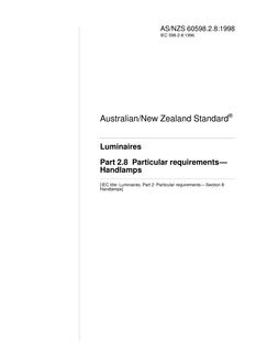 AS/NZS 60598.2.8: 03/05/1998 Luminaires, Part 2.8: Particular requirements – Handlamps