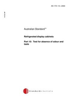 AS 1731.10: 08/10/2000 Refrigerated display cabinets, Part 10: Test for absence of odour and taste