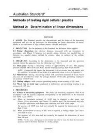 AS 2498.2: 07/12/1993 Methods of testing rigid cellular plastics, Method 2: Determination of linear dimensions