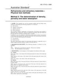 AS 1774.5: 12/31/1988 Refractories and refractory materials – Physical test methods – The determination of density, porosity and water absorption