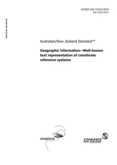 AS/NZS ISO 19162: 06/29/2018 Geographic information – Well-known text representation of coordinate reference systems