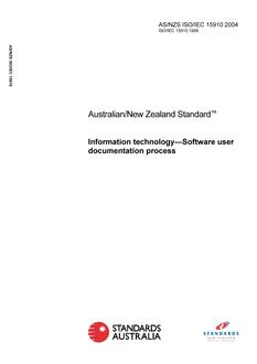 AS/NZS ISO/IEC 15910: 06/01/2004 Information technology – Software user documentation process