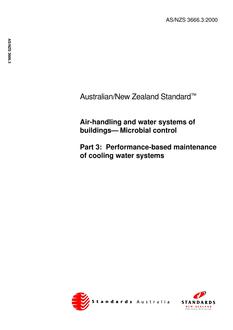 AS/NZS 3666.3: 09/01/2000 Air-handling and water systems of buildings – Microbial control, Part 3: Performance-based maintenance of cooling water systems