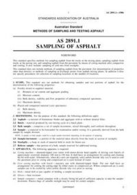 AS 2891.1: 01/01/1986 Methods of sampling and testing asphalt – Sampling of asphalt