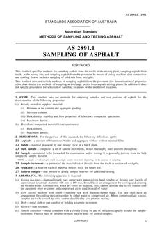 AS 2891.1: 01/01/1986 Methods of sampling and testing asphalt – Sampling of asphalt