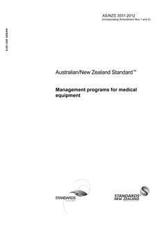 AS/NZS 3551: 10/31/2012 Management programs for medical equipment