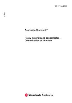 AS 2715: 01/01/2003 Heavy mineral sand concentrates – Determination of pH value