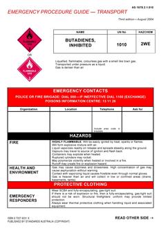 AS 1678.2.1.010: 08/18/2004 Emergency procedure guide – Transport – Butadienes, inhibited