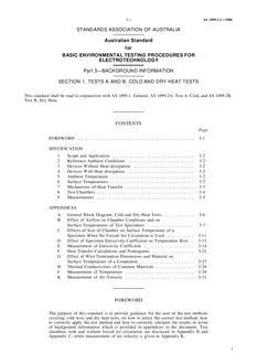 AS 1099.3.1: 12/31/1979 Basic environmental testing procedures for electrotechnology, Part 3.1: Background information – Section 1 – Tests A and B – Cold and dry heat tests