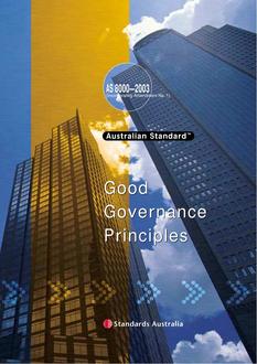 AS 8000: 01/01/2003 Corporate governance – Good governance principles