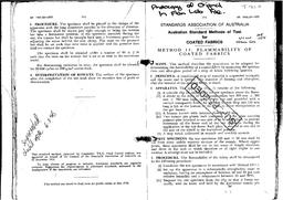 AS 1441.13: 01/01/1973 Methods of test for coated fabrics, Method 13: Flammability of coated fabrics