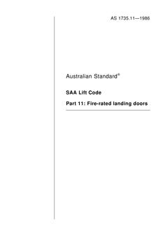 AS 1735.11: 04/07/1986 SAA Lift Code, Part 11: Fire-rated landing doors