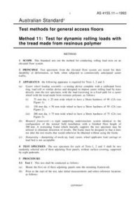 AS 4155.11: 01/01/1993 Test methods for general access floors, Method 11: Test for dynamic rolling loads with the tread made from resinous polymer