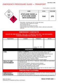 AS 1678.2.1.005: 06/03/2004 Emergency procedure guide – Transport – Ethylene oxide or ethylene oxide with nitrogen