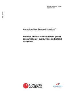 AS/NZS 62087: 05/12/2004 Methods of measurement for the power consumption of audio, video and related equipment