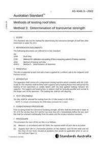 AS 4046.3: 10/30/2002 Methods of testing roof tiles, Method 3: Determination of transverse strength