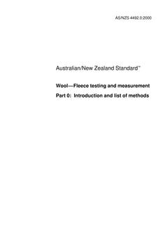 AS/NZS 4492.0: 02/18/2000 Wool-Fleece testing and measurement, Part 0: Introduction and list of methods