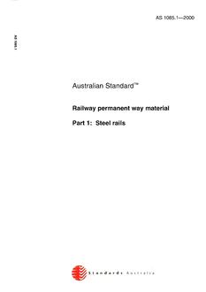 AS 1085.1: 05/15/2000 Railway permanent way material, Part 1: Steel rails