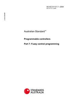 AS IEC 61131.7: 01/01/2004 Programmable controllers – Fuzzy control programming