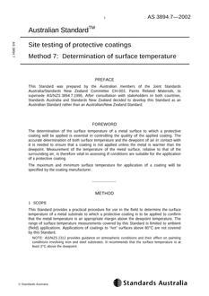 AS 3894.7: 06/07/2002 Site testing of protective coatings, Method 7: Determination of surface temperature