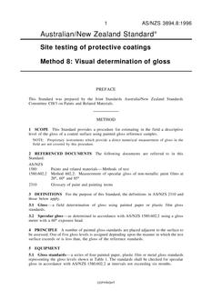 AS/NZS 3894.8: 01/05/1996 Site testing of protective coatings, Method 8: Visual determination of gloss