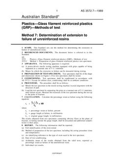AS 3572.7: 12/31/1988 Plastics – Glass filament reinforced plastics (GRP) – Methods of test, Method 7: Determination of extension to failure of unreinforced resins