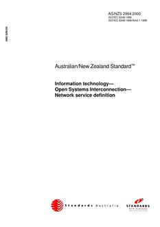 AS/NZS 2994: 03/07/2000 Information technology – Open Systems Interconnection – Network service definition