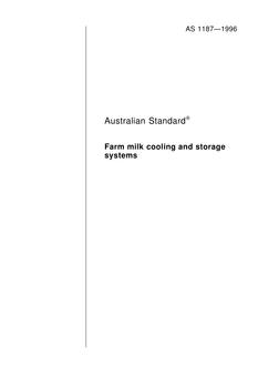 AS 1187: 01/05/1996 Farm milk cooling and storage systems