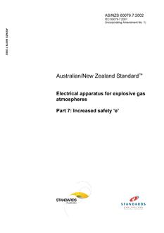 AS/NZS 60079.7: 03/11/2002 Electrical apparatus for explosive gas atmospheres, Part 7: Increased safety ‘e’