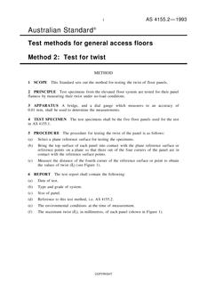 AS 4155.2: 01/01/1993 Test methods for general access floors, Method 2: Test for twist