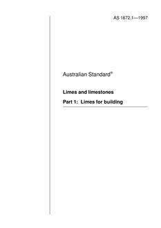 AS 1672.1: 09/05/1997 Limes and limestones, Part 1: Limes for building