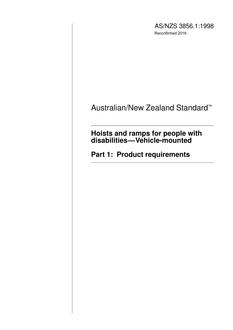 AS/NZS 3856.1: 10/05/1998 Hoists and ramps for people with disabilities – Vehicle-mounted, Part 1: Product requirements