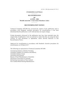 AS 5016: 05/27/2004 Metallic materials – Conversion of hardness values