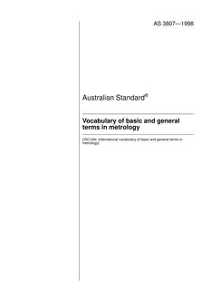 AS 3807: 01/01/1998 Vocabulary of basic and general terms in metrology