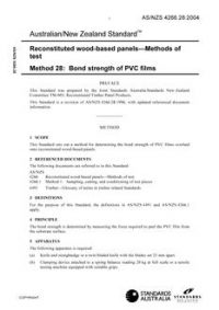 AS/NZS 4266.28: 03/26/2004 Reconstituted wood-based panels – Methods of test, Method 28: Bond strength of PVC films