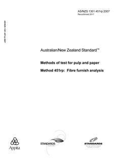 AS/NZS 1301.451RP: 02/12/2007 Methods of test for pulp and paper, Method 451RP: Fibre furnish analysis