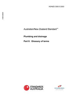 AS/NZS 3500.0: 12/15/2003 Plumbing and drainage, Part 0: Glossary of terms