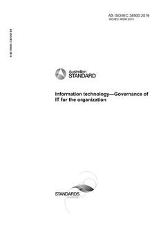 AS ISO/IEC 38500: 12/23/2016 Information technology – Governance of IT for the organization