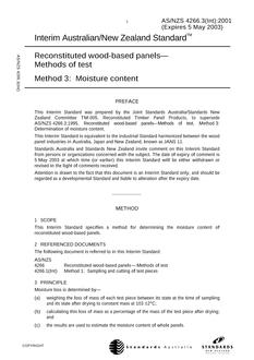 AS/NZS 4266.3(INT): 05/05/2001 Reconstituted wood-based panels – Methods of test, Method 3: Moisture content
