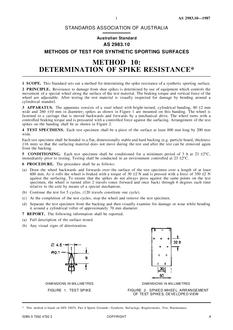 AS 2983.10: 01/01/1987 Methods of test for synthetic sporting surfaces – Determination of spike resistance