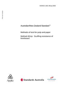 AS/NZS 1301.461RP: 06/12/2002 Methods of test for pulp and paper, Method 461RP: Scuffing resistance of linerboard
