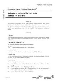 AS/NZS 3629.10: 05/08/2013 Methods of testing child restraints, Method 10: Bite test