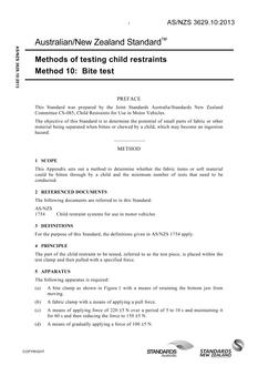 AS/NZS 3629.10: 05/08/2013 Methods of testing child restraints, Method 10: Bite test
