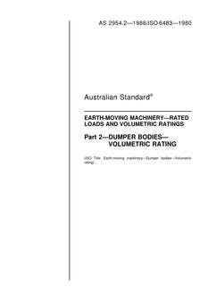 AS 2954.2: 01/01/1988 Earth-moving machinery – Rated loads and volumetric ratings, Part 2: Dumper bodies – Volumetric rating