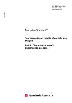 AS 4932.4: 06/20/2002 Representation of results of particle size analysis, Part 4: Characterization of a classification process